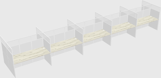 Shared rectangular cubicle