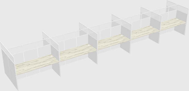 Shared rectangular cubicle