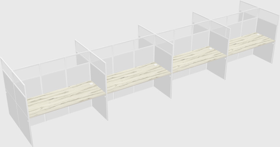Shared rectangular cubicle