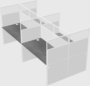 Shared rectangular cubicle