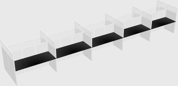 Shared rectangular cubicle