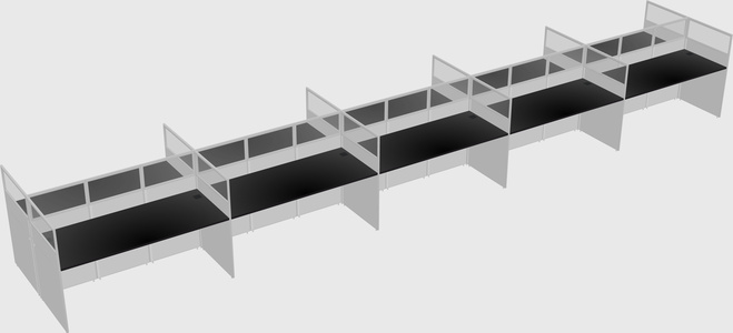 Shared rectangular cubicle