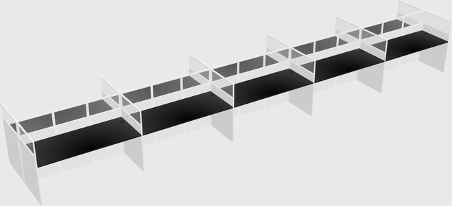 Shared rectangular cubicle