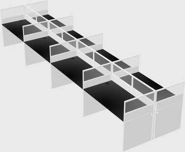Shared rectangular cubicle