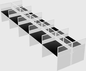 Shared rectangular cubicle