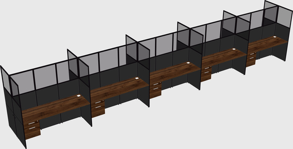 Shared rectangular cubicle