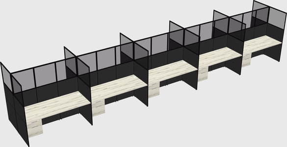 Shared rectangular cubicle