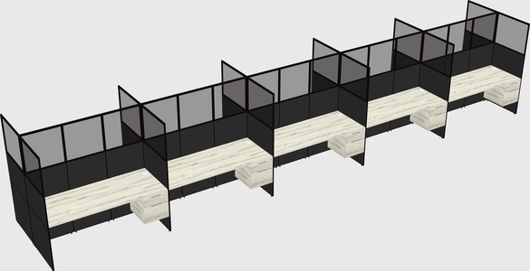 Shared rectangular cubicle