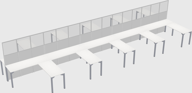 Shared l-shape cubicle