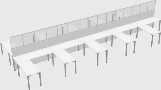 Shared l-shape cubicle