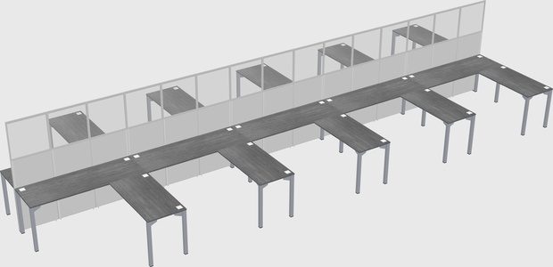 Shared l-shape cubicle