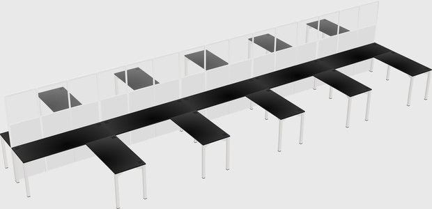 Shared l-shape cubicle
