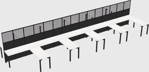 Shared l-shape cubicle
