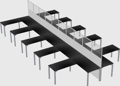 Shared l-shape cubicle