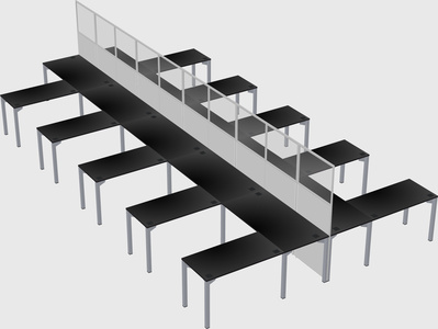 Shared l-shape cubicle