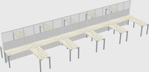 Shared l-shape cubicle