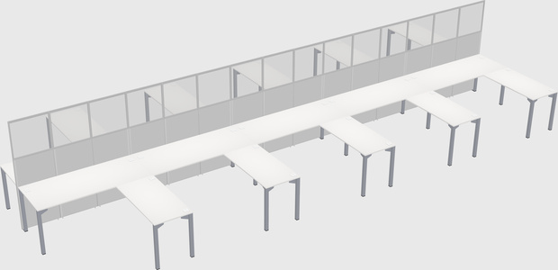 Shared l-shape cubicle