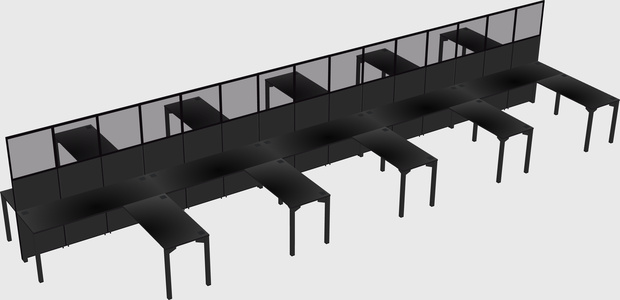 Shared l-shape cubicle