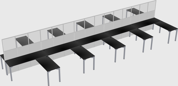 Shared l-shape cubicle