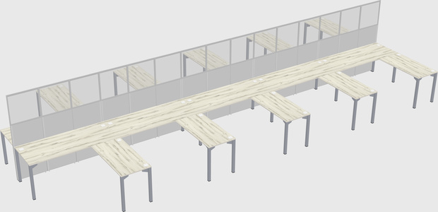 Shared l-shape cubicle