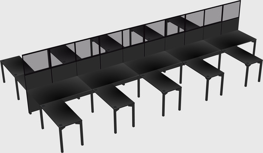 Shared l-shape cubicle