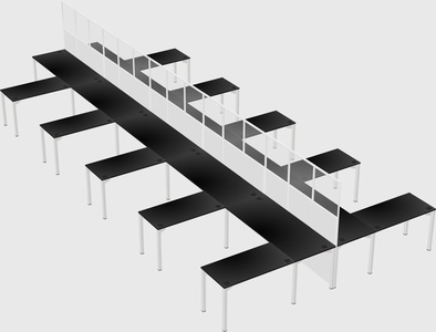 Shared l-shape cubicle
