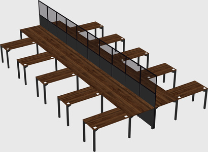 Shared l-shape cubicle