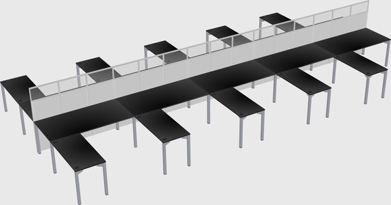 Shared l-shape cubicle
