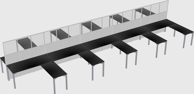 Shared l-shape cubicle