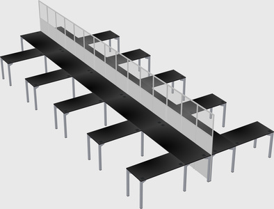 Shared l-shape cubicle