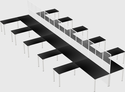 Shared l-shape cubicle