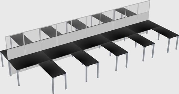 Shared l-shape cubicle