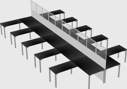 Shared l-shape cubicle