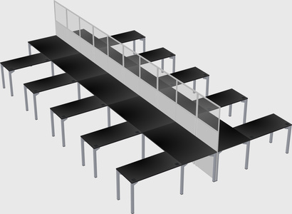 Shared l-shape cubicle