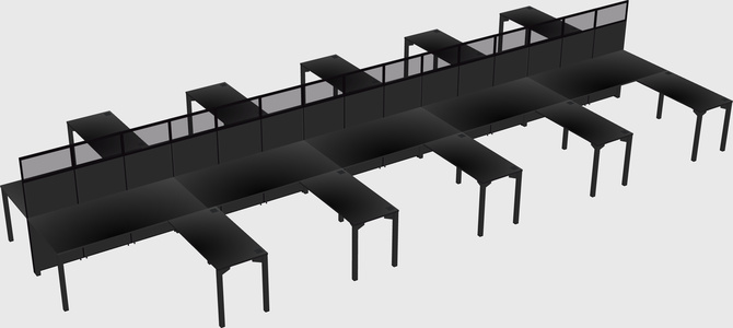 Shared l-shape cubicle
