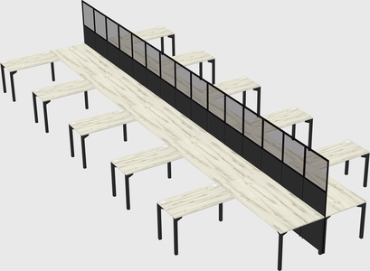 Shared l-shape cubicle