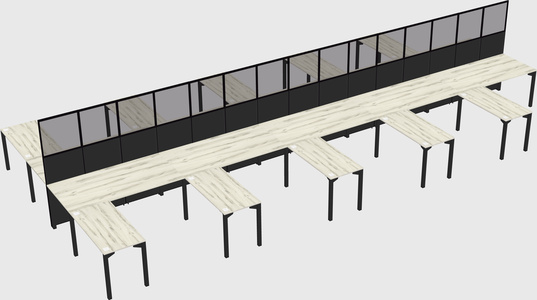 Shared l-shape cubicle