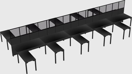 Shared l-shape cubicle