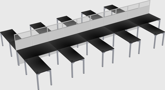 Shared l-shape cubicle