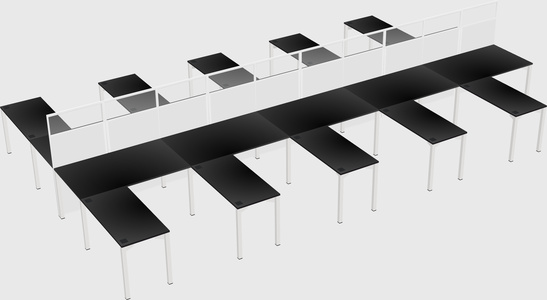 Shared l-shape cubicle