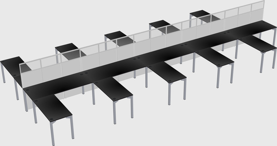 Shared l-shape cubicle