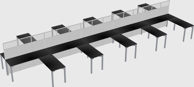 Shared l-shape cubicle