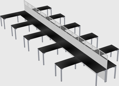 Shared l-shape cubicle