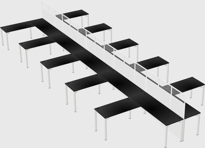 Shared l-shape cubicle
