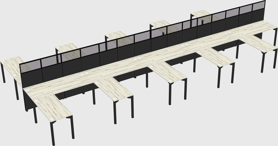 Shared l-shape cubicle