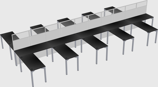 Shared l-shape cubicle