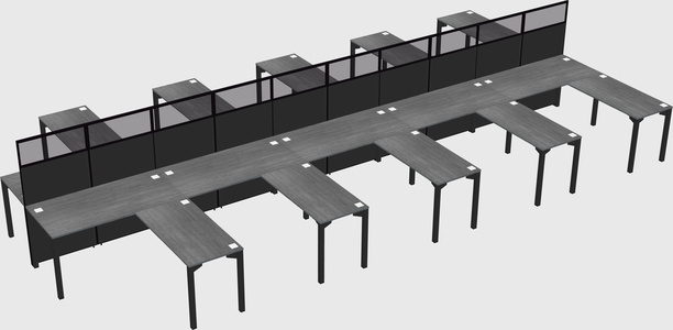 Shared l-shape cubicle