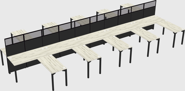 Shared l-shape cubicle