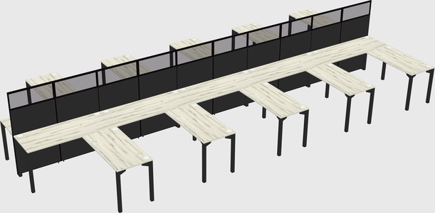 Shared l-shape cubicle