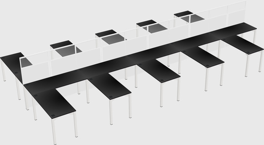 Shared l-shape cubicle